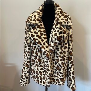 Leopard Print Faux Fur Jacket medium like new open style
